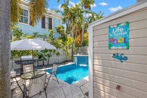 Shared Heated Pool and Outdoor Dining Area