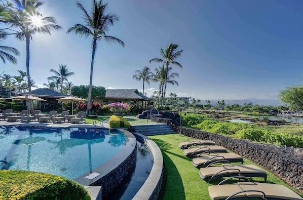 Comfortable Guest Loungers by the Pool