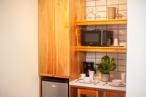 Beautiful kitchenette with mini-fridge and microwave