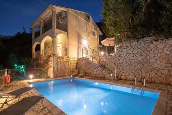 Evening elegance of private pool