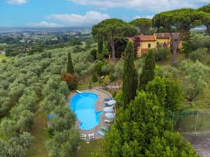 Water, Sky, Plant, Property, Swimming Pool, Azure, Shade, Outdoor Furniture, Sunlounger, Tree