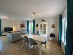 Living room and dining room