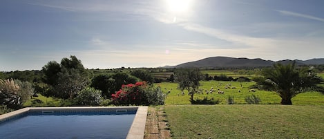 Pool und Landschaft der Finca "Vista Alegre" bei Menacor