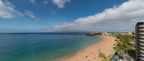 Picturesque lanai view of Kaanapali Beach and the famous Black Rock