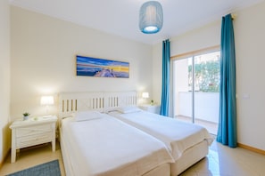 The large bedroom with 2 beds is perfectly suitable for 2 adults.
