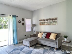 living room with view of backyard
