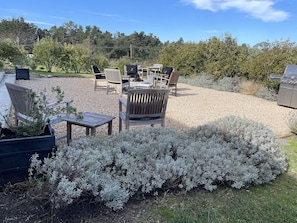 Private beer garden with firepit and BBQ