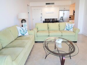 Bright and Airy Living Room with Two Sleeper Sofas