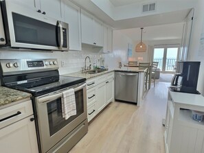 Fully stocked kitchen.