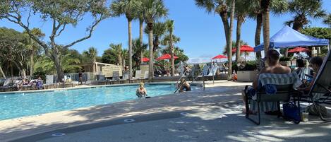 Pool area in the Monarch courtyard just a short walk from the beach.