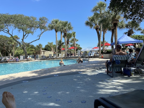 Pool area in the Monarch courtyard just a short walk from the beach.