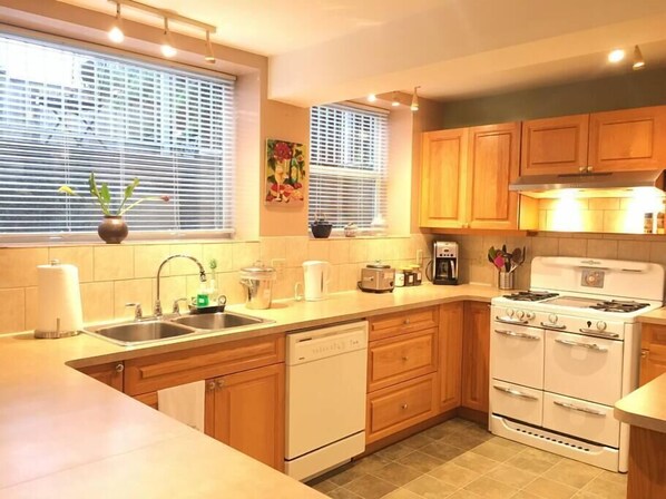 Large fully equipped kitchen.