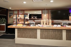 Enjoy a meal from the buffet area