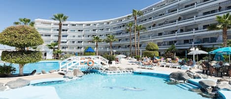 View of pool terrace and apartments