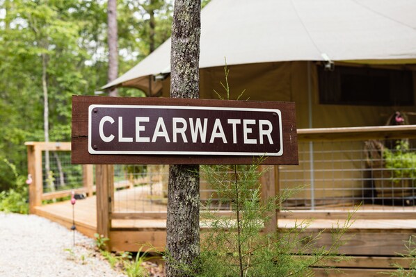 The Clearwater Glamp features two queen bedrooms & a queen sleeper sofa sleeps 6