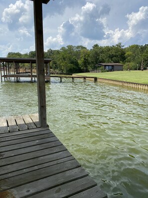 Two boat docks for fishing.