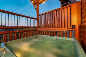 Unwind in hot tub after a long day of exploring the area