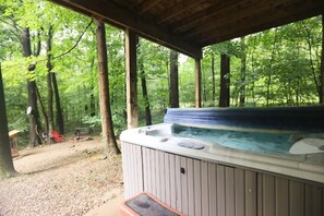 Large hot tub located on lower level