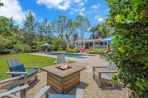 Fire pit in the backyard!