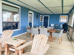 Our oversized deck also has a charcoal grill & smoker (table has been updated) 