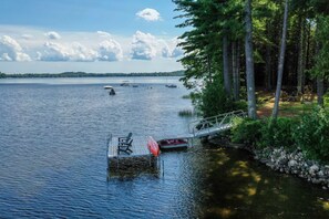 Dock has kayak launch and steps into the water