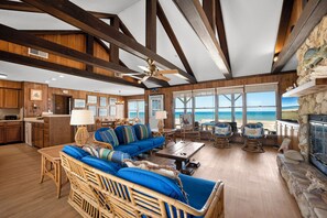 Spacious Living Room - Ocean Views + Deck Access to the Beach