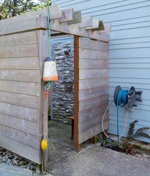 Warm water outdoor shower