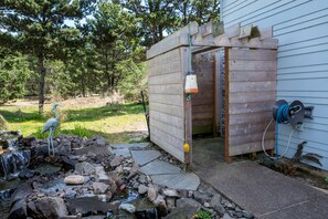 Warm water outdoor shower