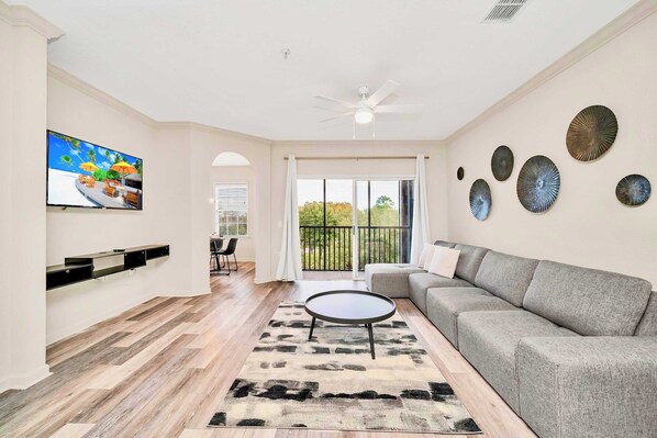 Group-layout living area with smart TV and High speed internet