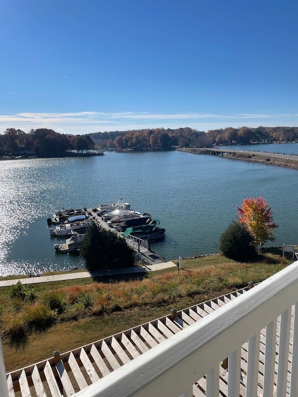 view of lake from patio