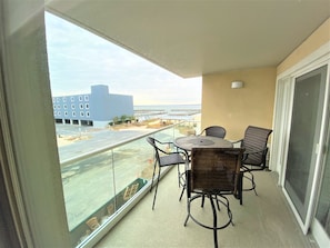 Enjoy a cup of coffee on this balcony with a beautiful view of the bay.