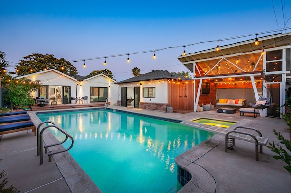 Large pool to enjoy a day in the sun, complete private with 9' high fence. 