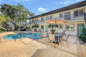 Courtyard and pool area, exterior remodel completed 10/2023