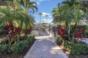 Front courtyard gate entrance, exterior remodel completed 10/2023