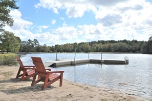 Beach area with floating dock