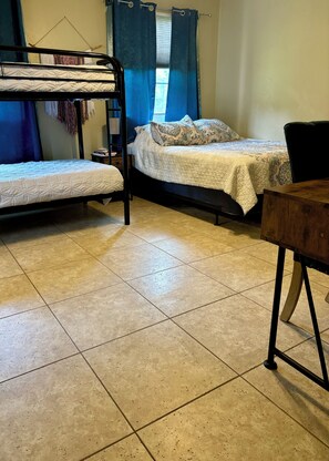 Twin Bunk Beds & Queen with plenty of room in the master bedroom