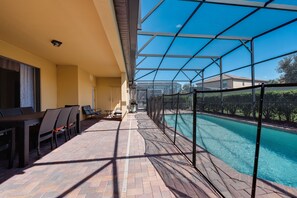 Private Pool and Spa with Patio table and 8 chairs 