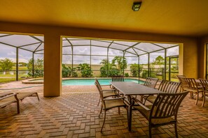 Private Pool and Spa with Patio table and 8 chairs 