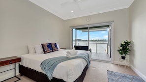 Master bedroom with king bed and amazing views