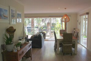 Dining area looking to front balcony