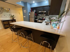 Eat at the kitchen bar counter or in the dinning room!