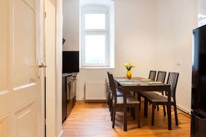 Kitchen with a dining table