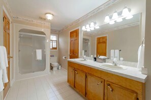 Clean and tidy bathroom with shower