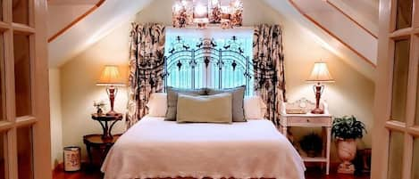 King bedroom has French doors to close off