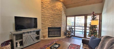 Living Room with Wood Fireplace