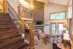 View of the family room from the front door entrance