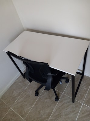 workstation, computer chair and table for laptop