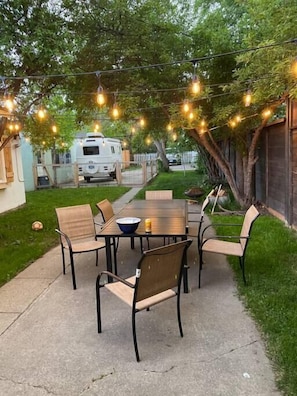 Backyard dining area