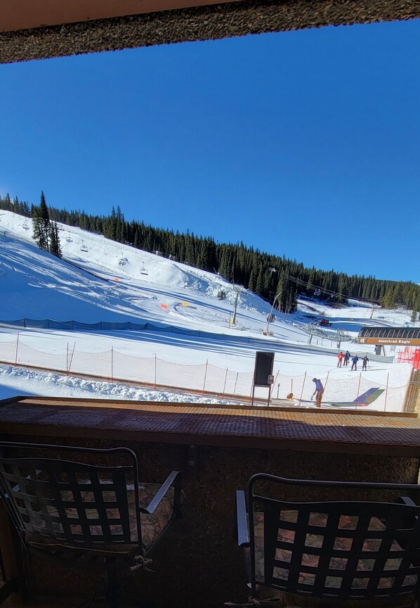 Mountain views of American Eagle right from the balcony off the bedroom.