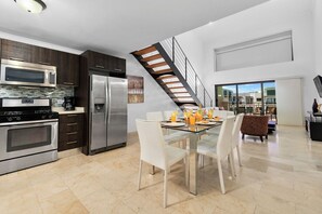 Enjoy your meal at this elegant dining area.